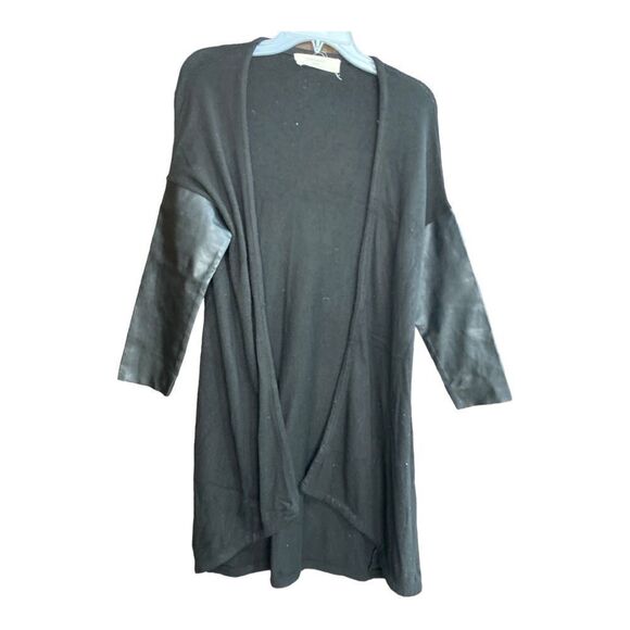 Zara black faux leather elbow open cardigan size medium - Picture 7 of 14